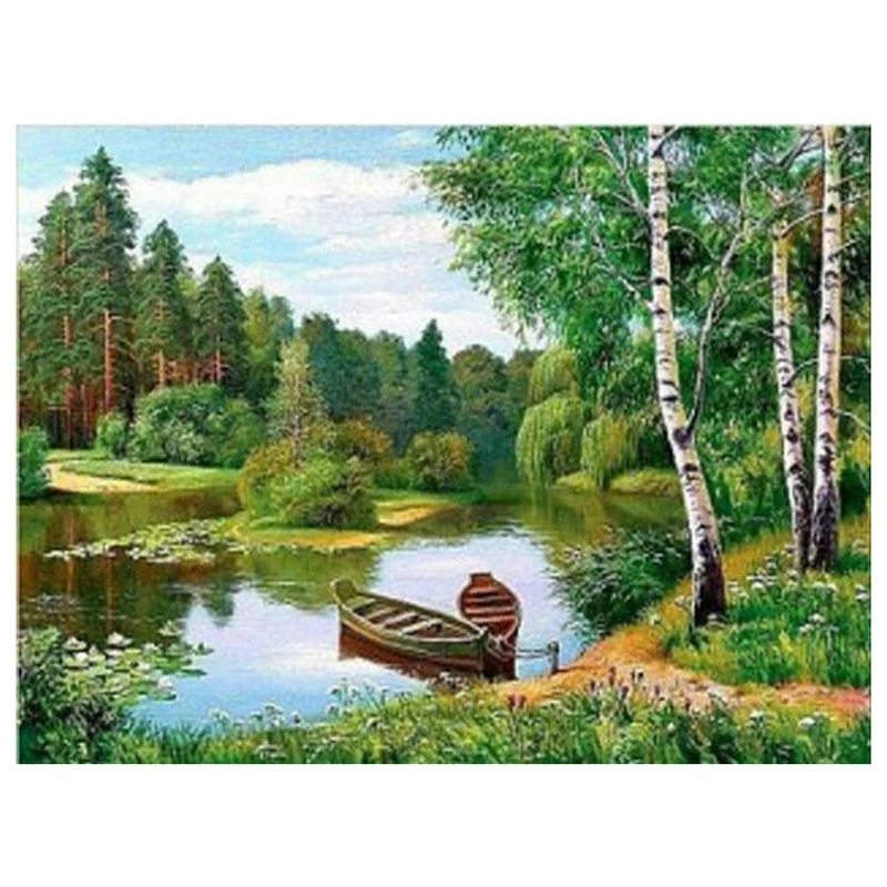 

Алмазная живопись «сделай сам», пейзаж, алмазная вышивка ручной работы, озеро, лес, 5D квадратные алмазные бусины с полной пастой узором
