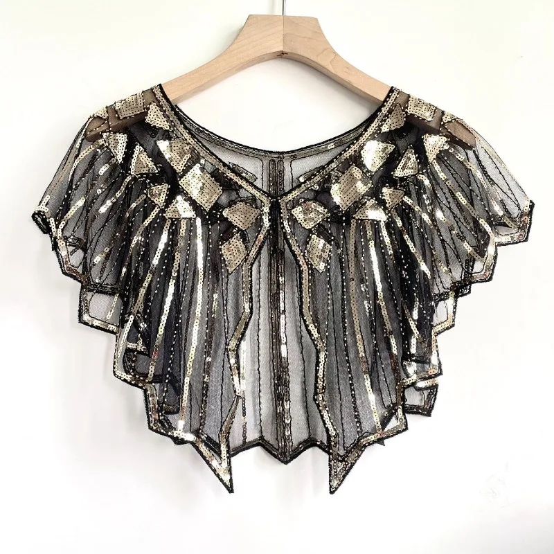 Новинка весны 2022 маленькая шаль без рукавов сетка с блестками универсальная
