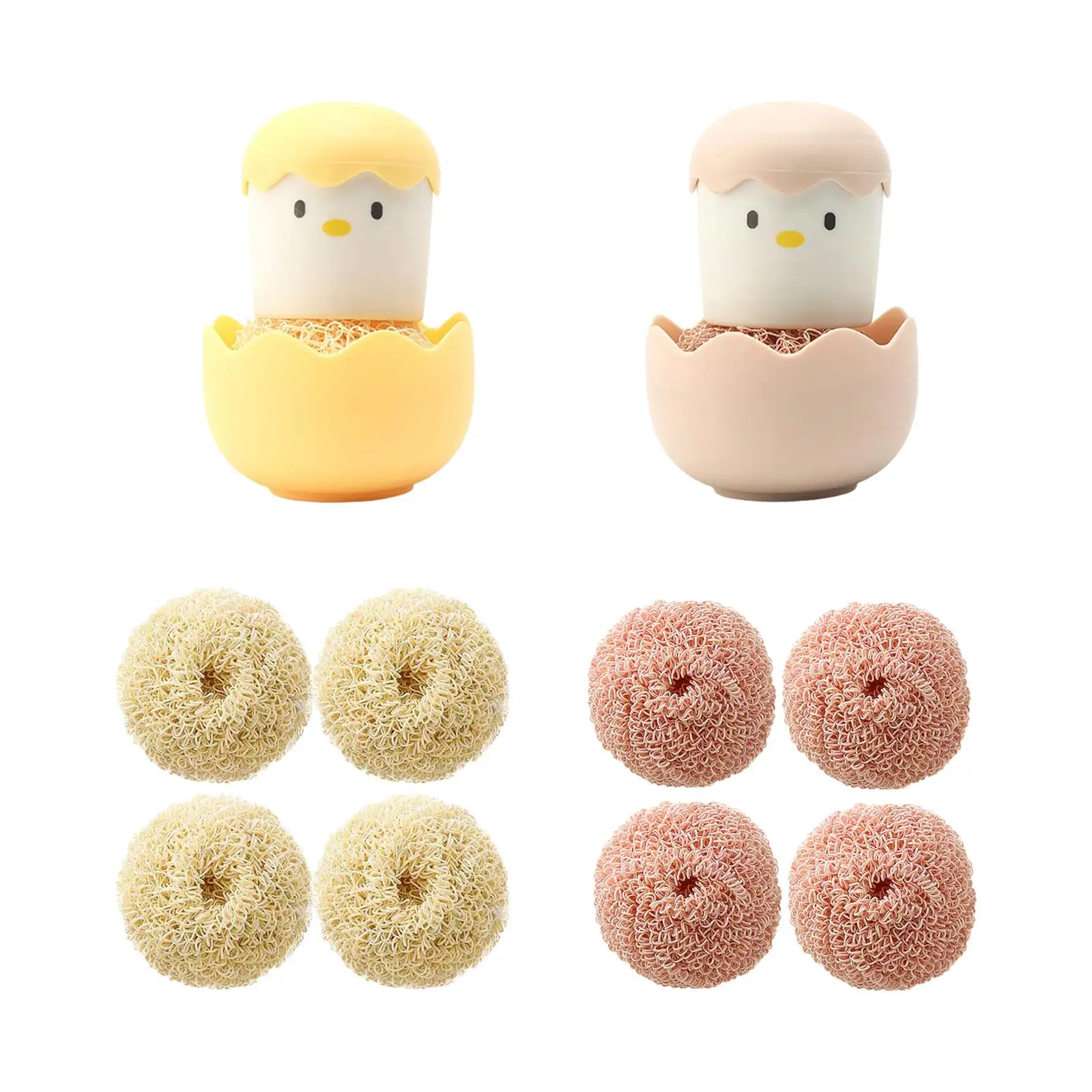 

Мультяшные чистящие шарики в виде яиц, съемные чистящие прокладки, скребок для посуды, щетка для мытья посуды для домашних фруктов, кухонные...