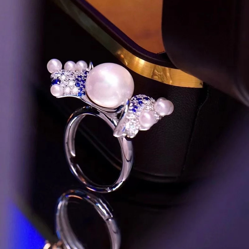 Женское кольцо из серебра 925 пробы с натуральным жемчугом