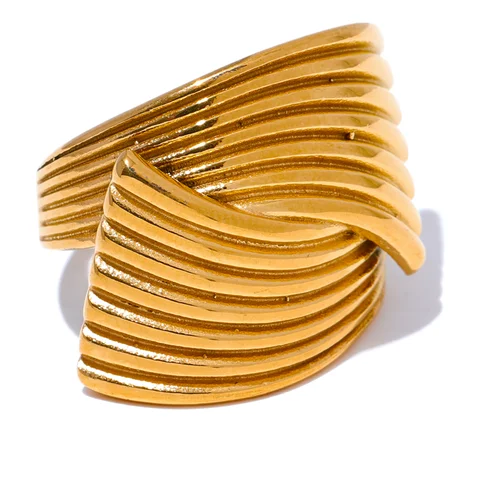 Золотое кольцо Yhpup  из нержавеющей стали