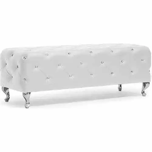 

Stella Crystal Tufted White Leather