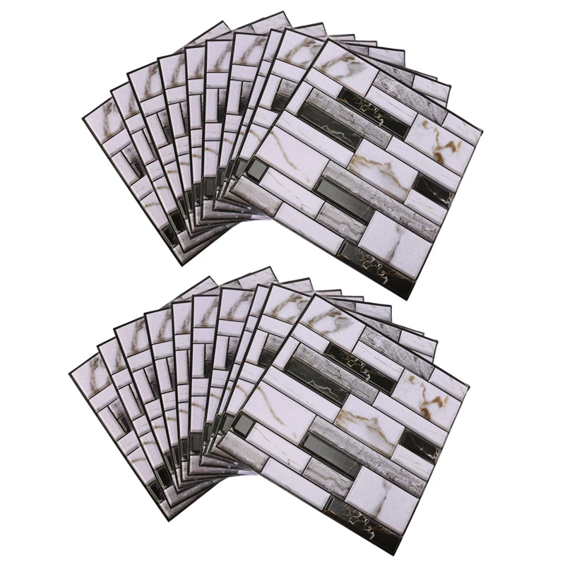 

LUDA 20 Pcs Wall Tile Sticker Home Bathroom Kitchen Brick 3D Wall Decor Stickers Tile Art Backsplash Wall Decoration 30X30cm