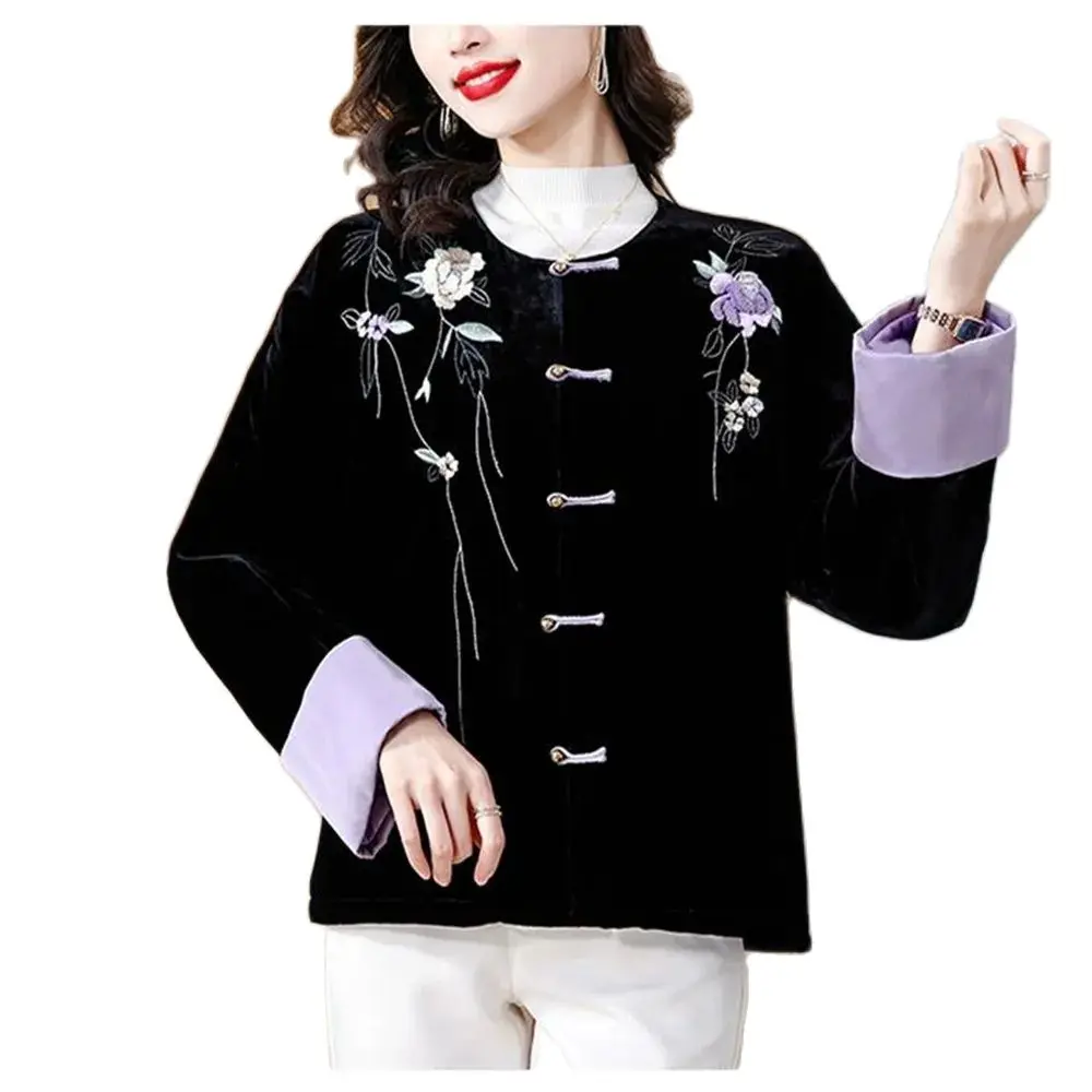 

Новинка Зима 2023, хлопковая одежда, пальто с вышивкой, ретро стеганая куртка в китайском стиле, модное зимнее пальто