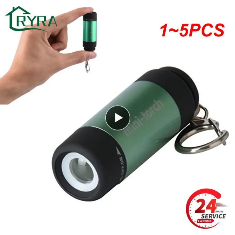 

1~5PCS Mini LED Pocket Flashlight USB Rechargeable Portable Waterproof Keychain Small Lantern White Light With Battery