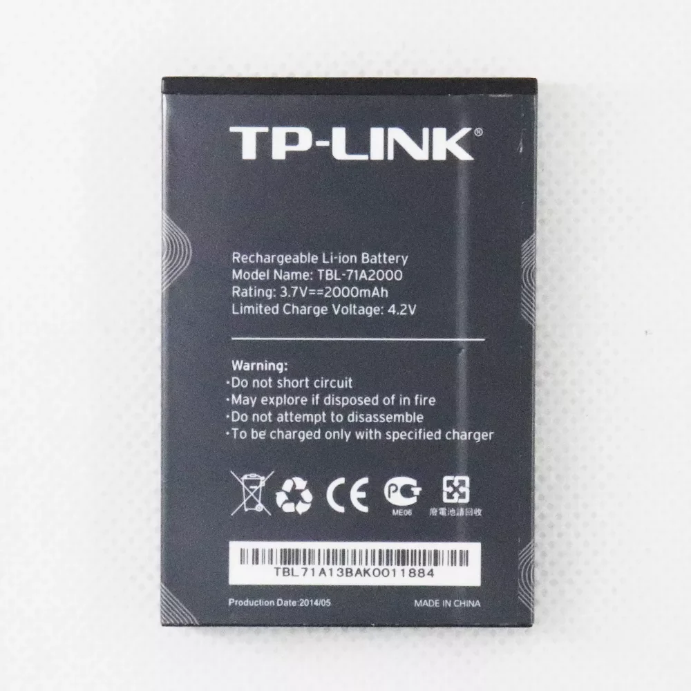 

3.7V 2000mAh TBL-71A2000 For TP-Link TL-TR861 2000L TL-TR761 M5250 M5350 M7000 M7200 M7300 4G LTE WIFI Router Modem Battery