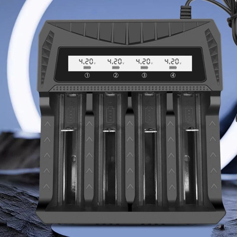 Зарядное устройство USB 18650 с 4 слотами и ЖК-дисплеем для аккумуляторов