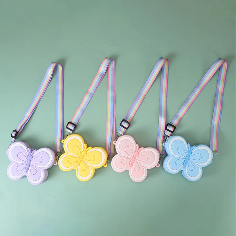 Cute Silica Gel Bow Children's Mini Shoulder Bags Cute Double-sided Silicone Messenger Shoulder Bag Small Coin Purse