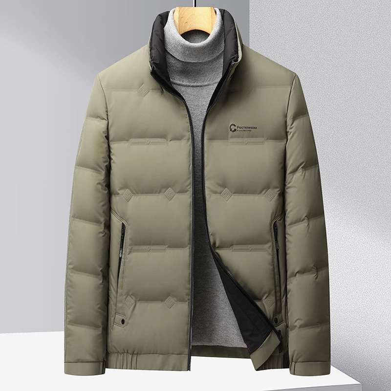 Top Grade Men's Winter Fashion Stand Collar Short Down Jacket 2022 New Korean Thick 90% White Duck Down Casual Warm Men Coats