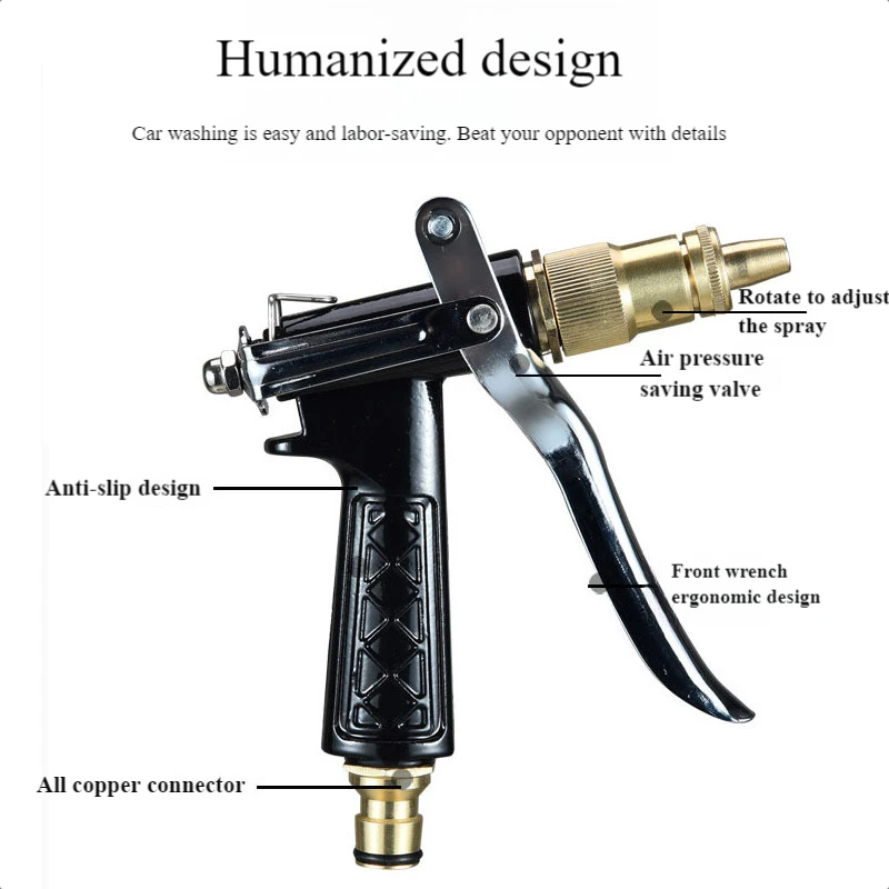 

Metal High-Pressure Car Washing Water Gun Household Garden Irrigation Nozzle Nipple Interface Multiple Spraying Modes