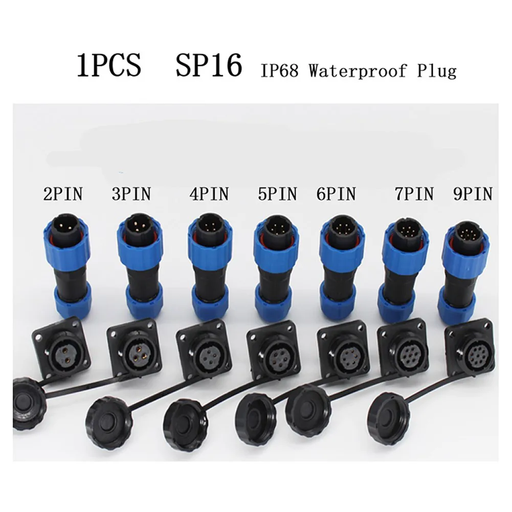 

1pcs SP16 Square Panel Mount IP68 Waterproof Plug And Socket Circular Connector 2-9pin Cable Connector Plug Square Plug Supplies