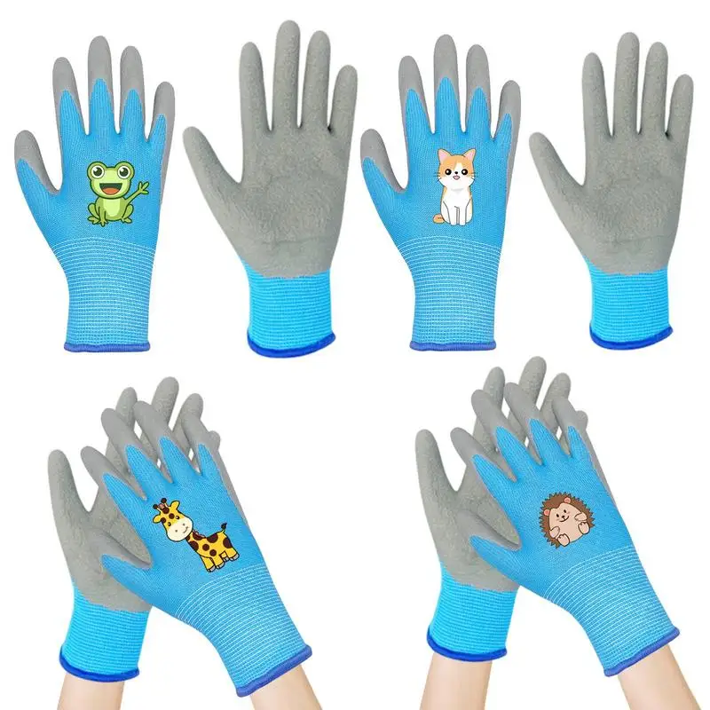 

Gardening Gloves For Kids Durable And Waterproof Garden Work Gloves 4Pairs Non-Slip Children Safety Yard Work Gloves For Boys