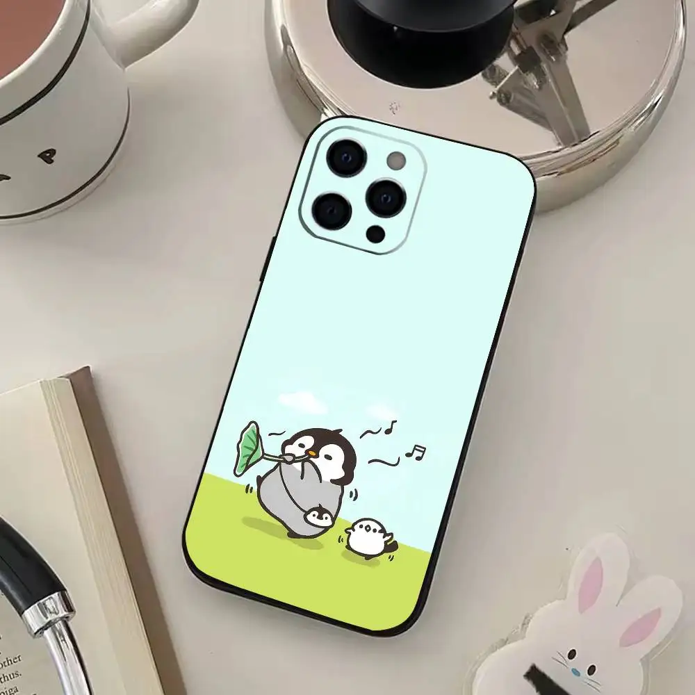 Фото Милый мультяшный чехол с пингвином для iPhone 17, 16, 15, 14, 13, 12, 11 Plus, Pro Max, XS, мягкий черный чехол №5