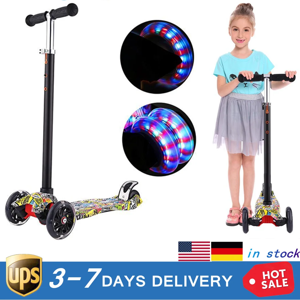 

Kids Kick Scooter Flashing Wheel Adjustable Foot Scooter Children Outdoor Sport Toy Quick Disassembly 3-Wheel Scooter Skateboard