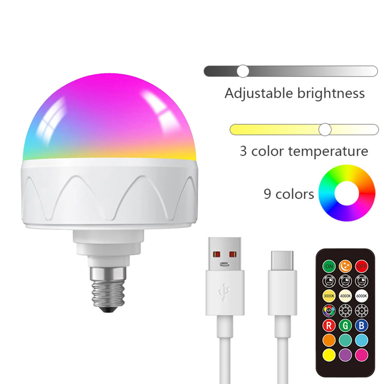 

Аккумуляторная лампочка с пультом, B22/E12/E14/E26/E27