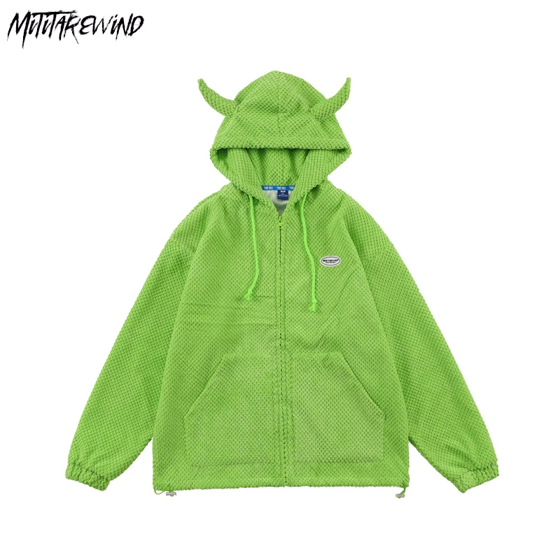 

Мужская вязаная кофта с капюшоном, однотонная Повседневная Мягкая уютная кофта из коровьего рога, на молнии, свободного покроя