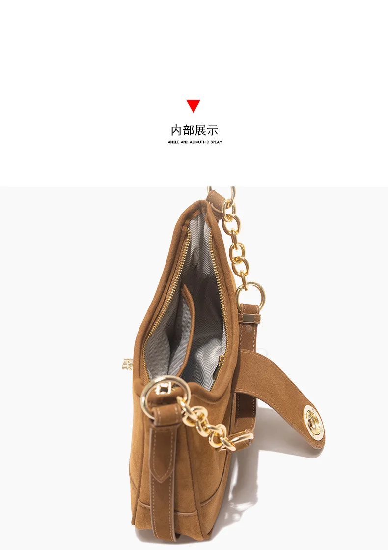 2024 новая осенне-зимняя замшевая сумка для хлеба в стиле ретро женская матовая на