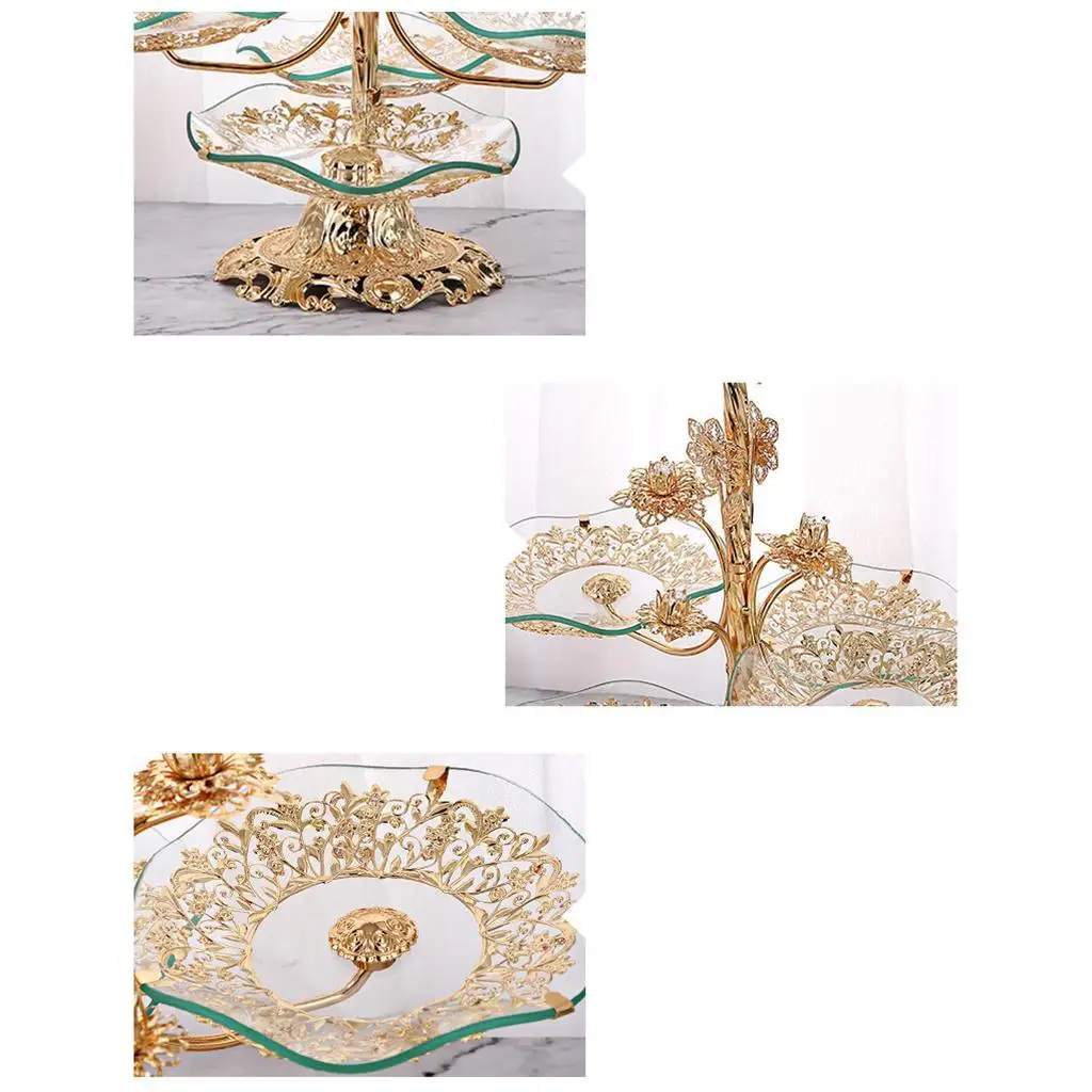 

3 Layer Tempered Glass Fruit Tray Candy Serving Tray Platter Decor Kitchen