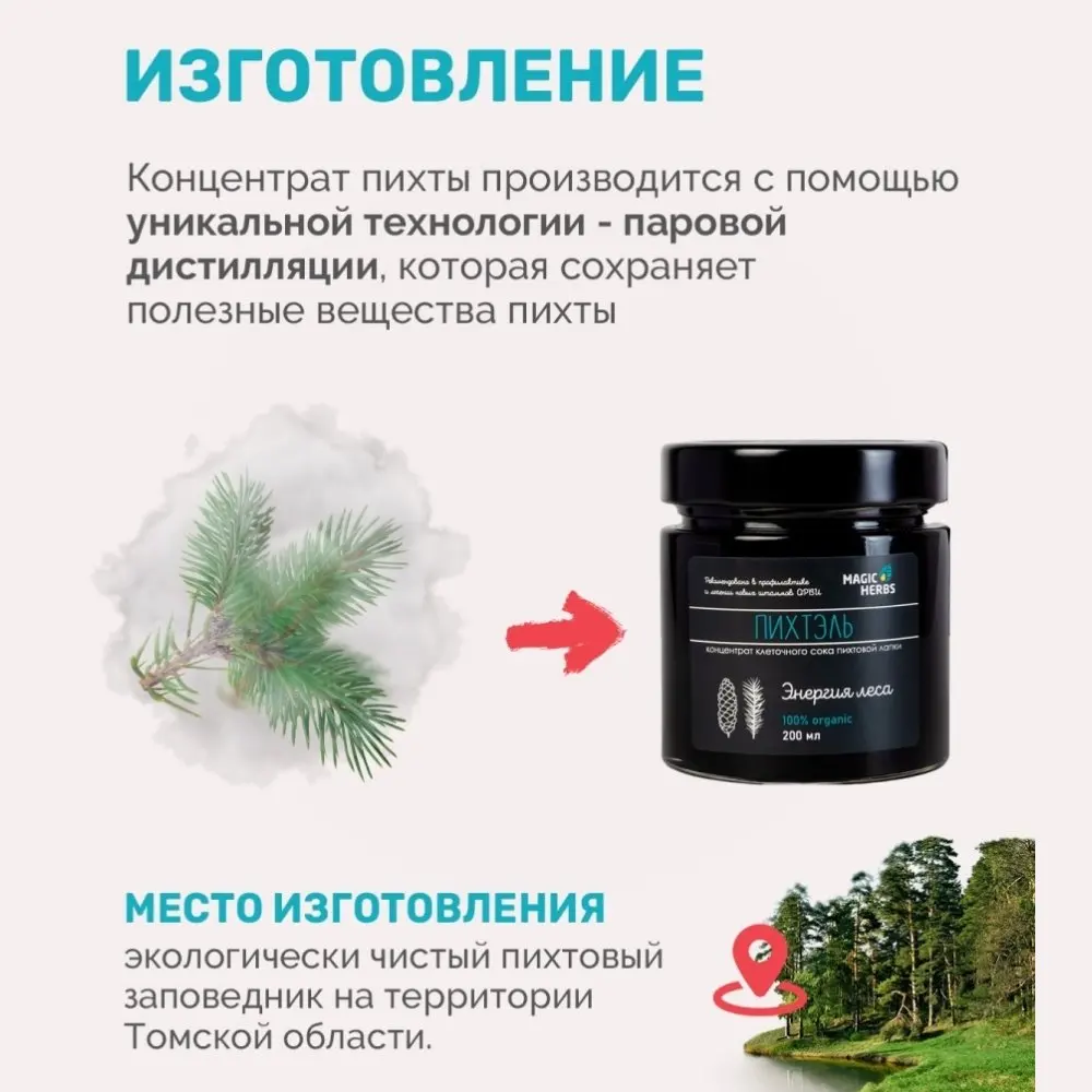 Magic Herbs Витаминный комплекс Пихтель / Клеточный сок пихты Детокс Природные