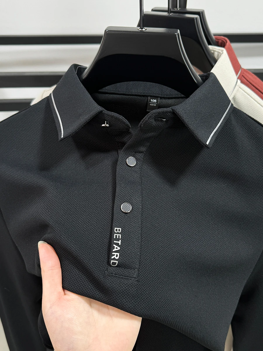 Модная Летняя мужская рубашка-поло с коротким рукавом дизайнерская дышащая