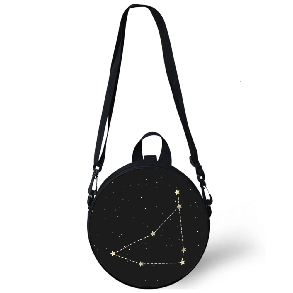 12 constellations fashion art Child kindergarten Bag 3D Print Shoulder Bags For School Women Mini Round Bagpacks Rugtas Bag