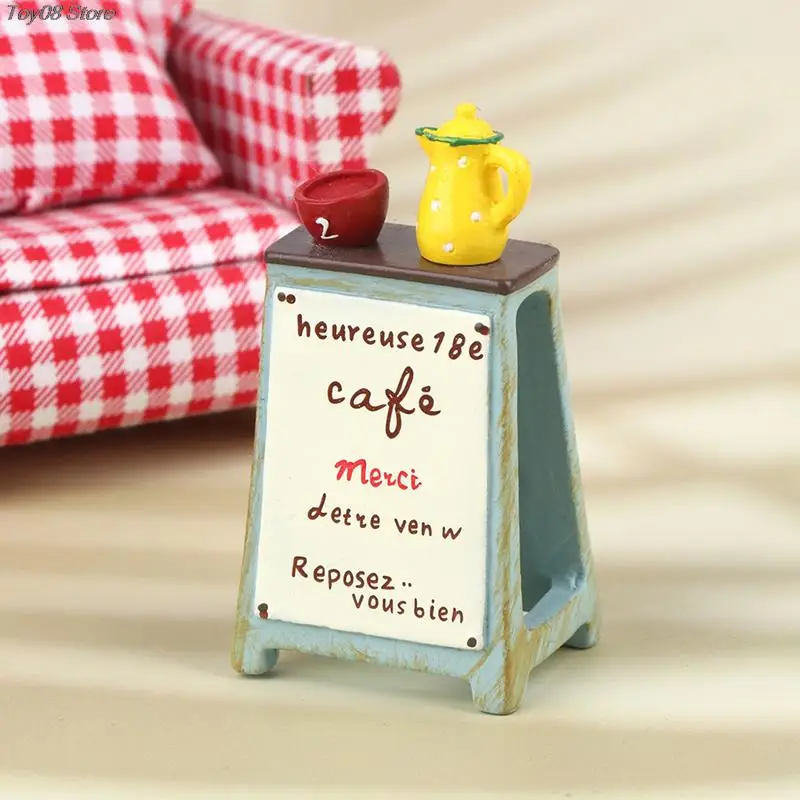 

1PC Dollhouse Teapot Billboard Dollhouse Miniature Simulation Wooden Billboard Bakery Coffee Shop Beer House Signboard Model