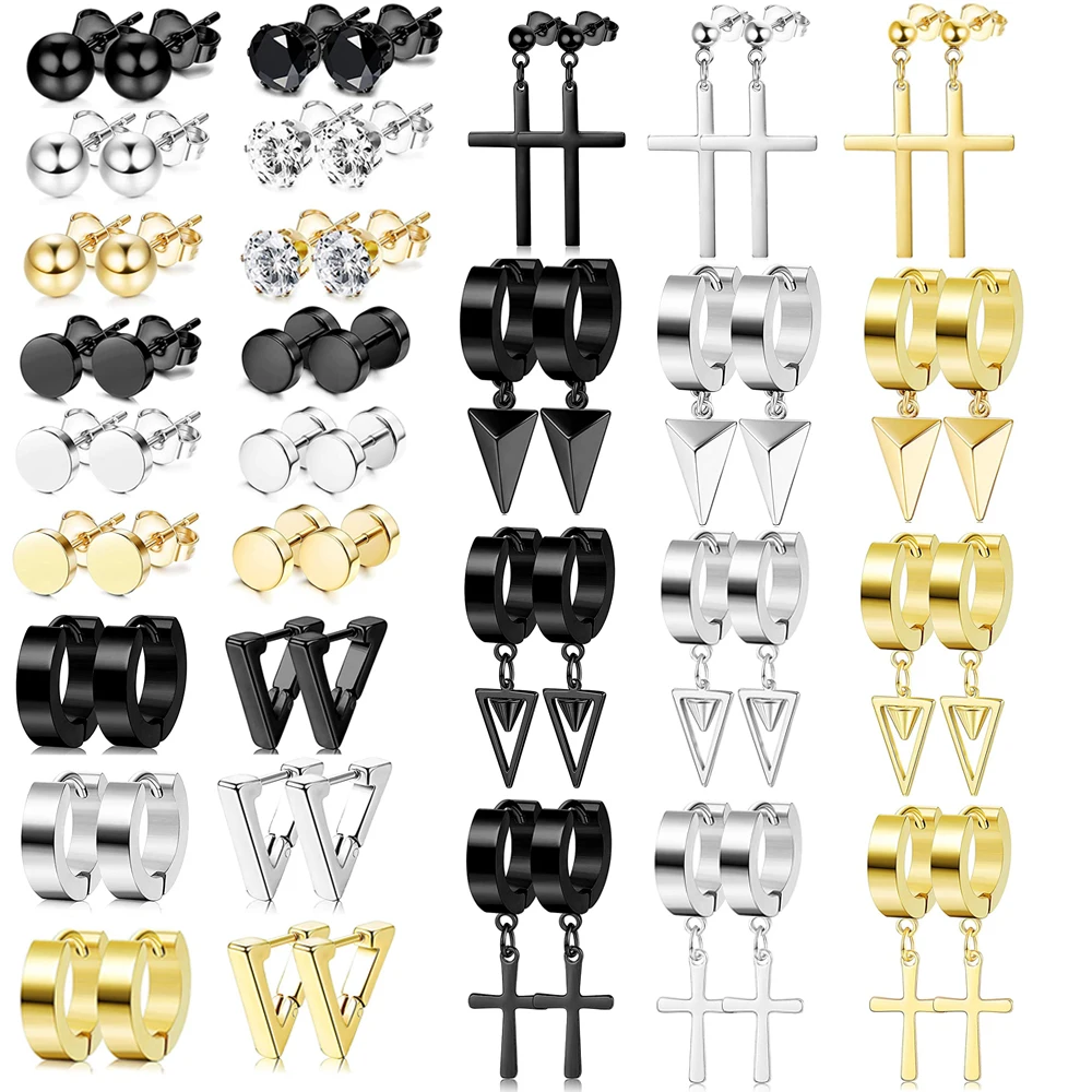 

Женские и мужские серьги-гвоздики из нержавеющей стали, 10 пар