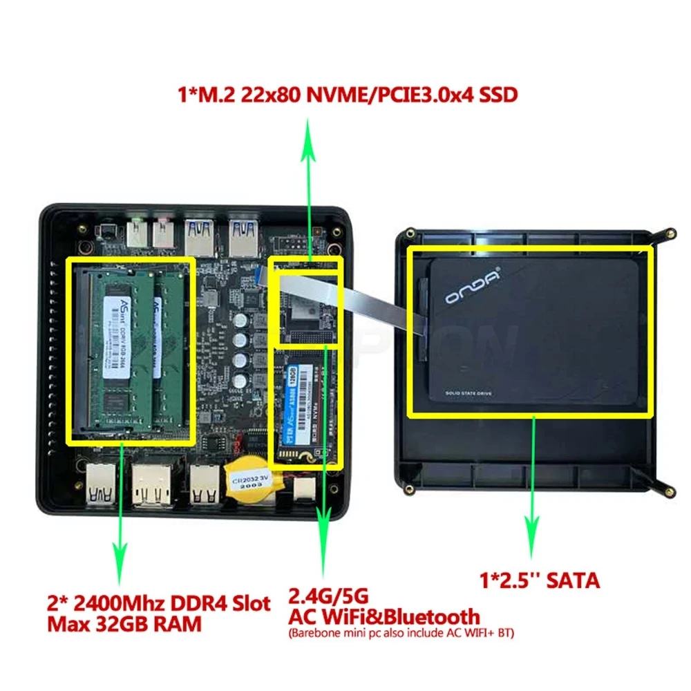 Заводской дешевый мини-ПК AMD Ryzen5 3550H R3 2200U R7 2700U Radeon Vega 8 графика ядер Windows10 Pro HDR