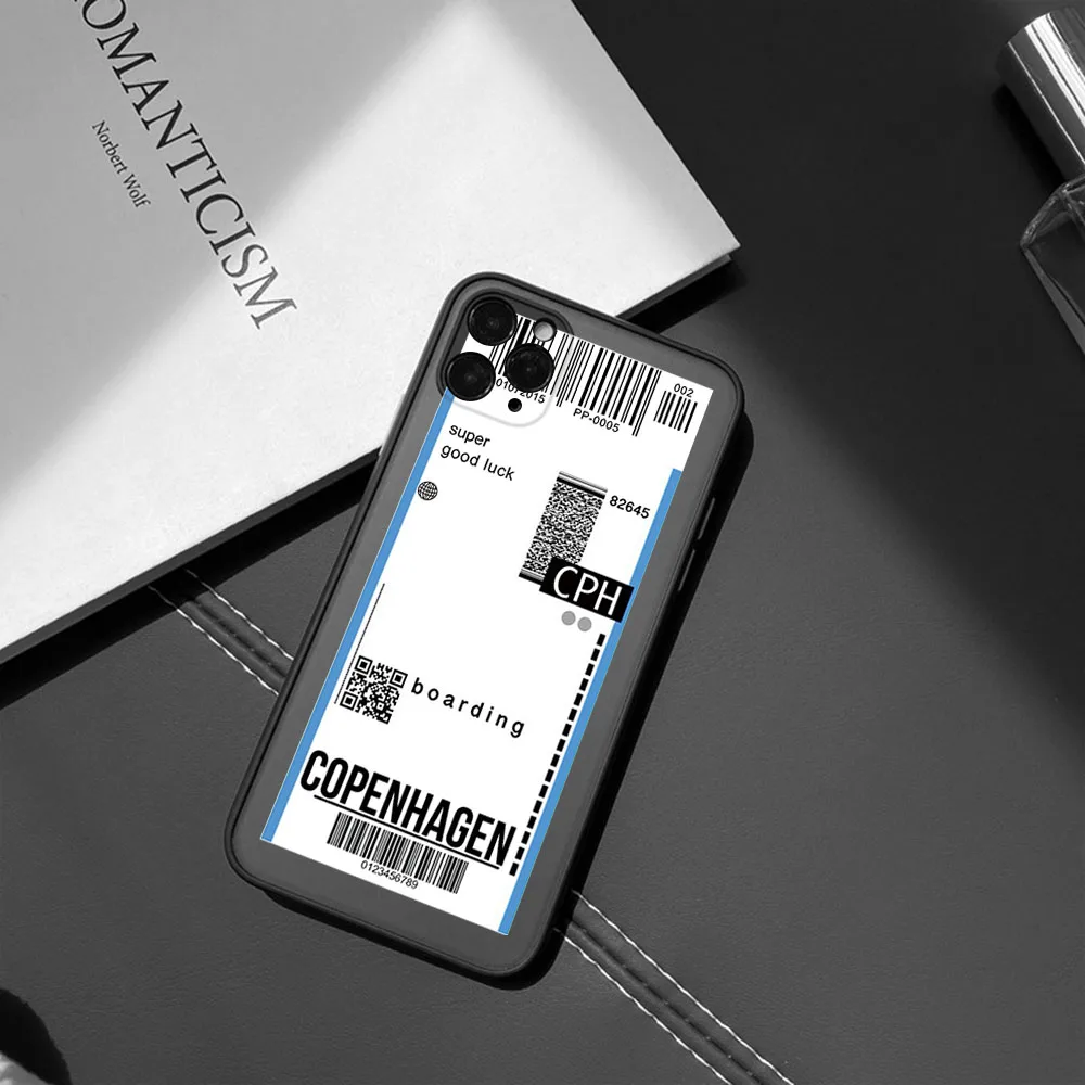 Чехол для телефона iphone 16 Plus 15 14 13 12 11 Pro Max 8 7 XS XR SE Seoul Tokyo Paris Travel Ticket Label