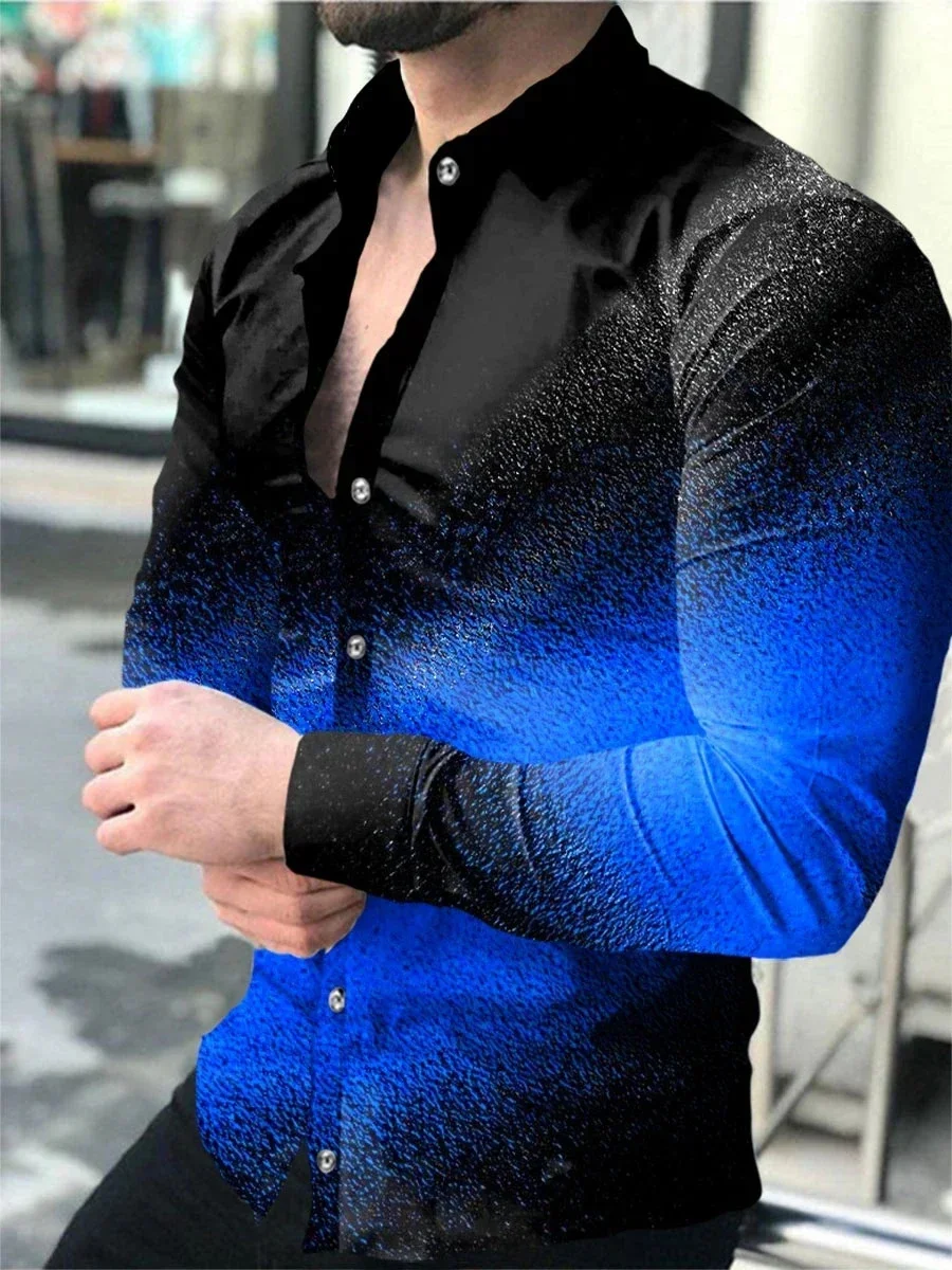 Мужская рубашка с длинным рукавом на пуговицах