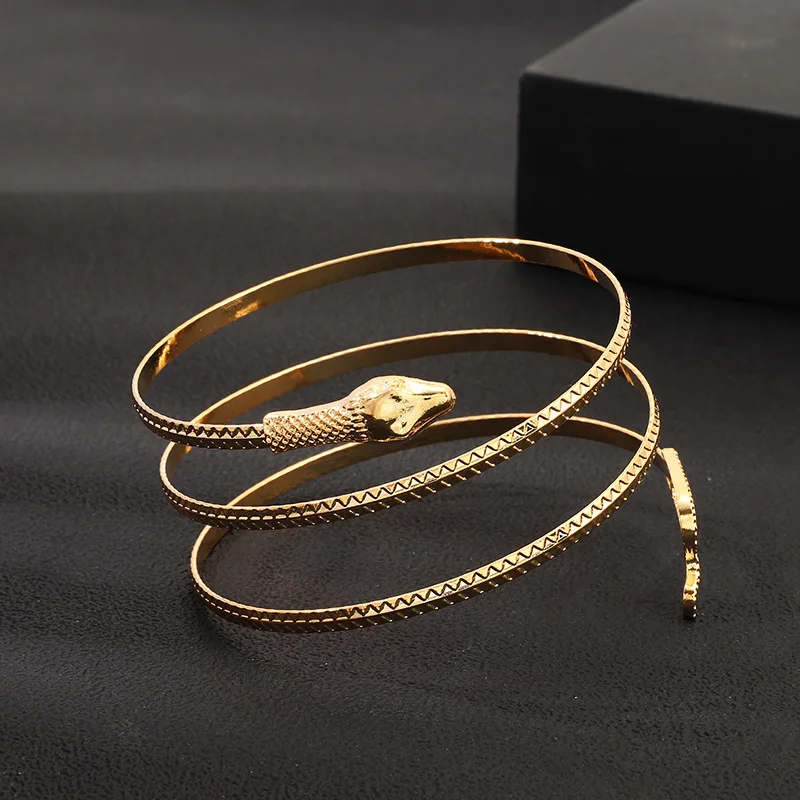 

Gold Punk Coiled Snake Spiral Upper Arm Cuff Armlet Armband Bangle Bracelet Men Jewelry For Women Snake Crystal Bracelets