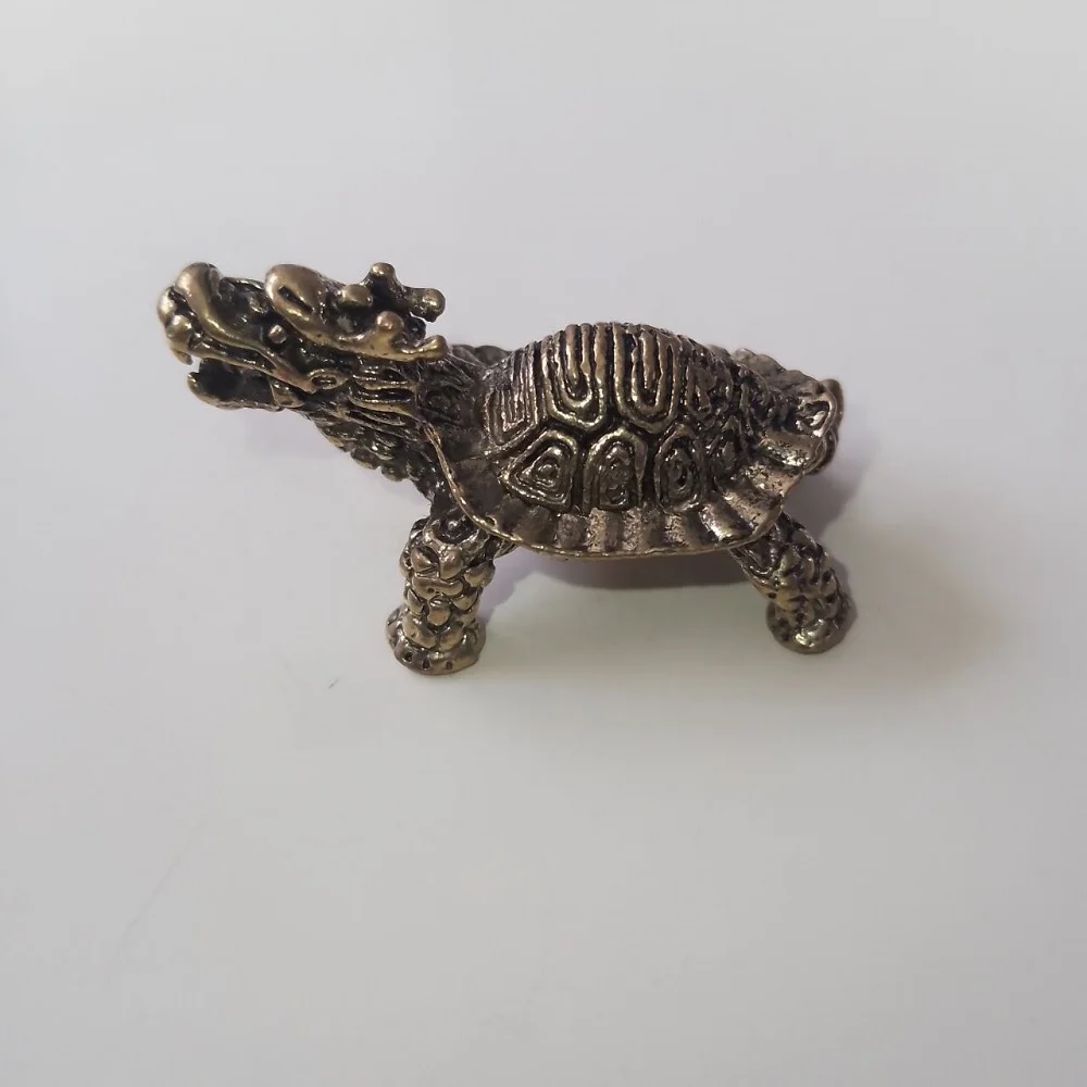 

Retro Brass dragon turtle Copper Animal Miniature stamp Fitting Desktop Decoration souvenir Accessories Gift a0308
