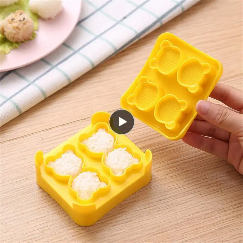 

Beautiful Shape Mold Yellow Durable Rice Ball Mold Kitchen Tools Simple To Use Bear Rice Ball Mold Easy To Clean Baking Tool