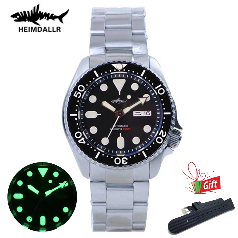 

HEIMDALLR Sharkey NH35 Automatic Men's Watch Mechanical C3 Luminous Dial Sapphire Diver Watch 200M Mechanic Wristwatch SKX007