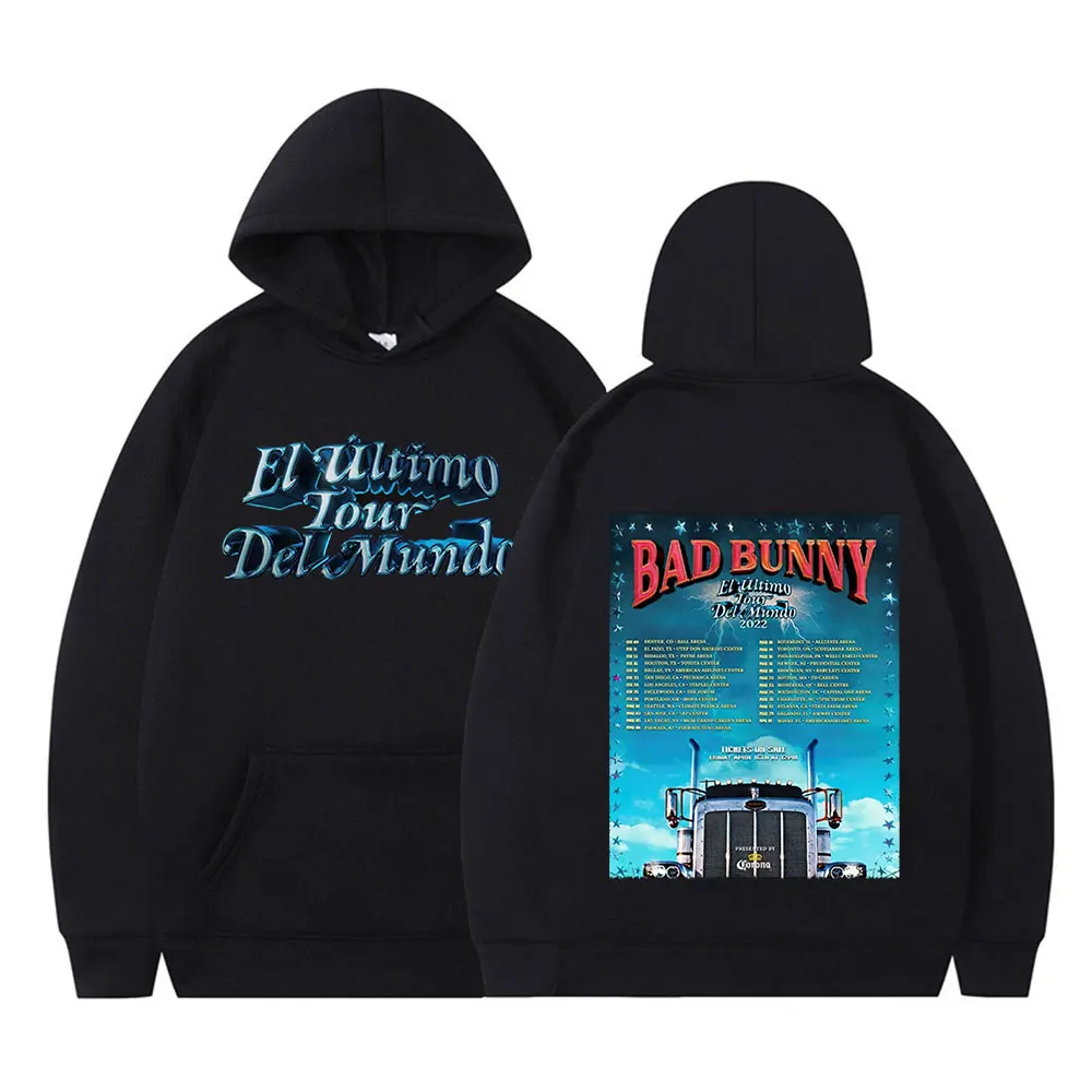 

2022 Bad Bunny Hoodie El Ulitimo Tour Del Mundo Tour Double-sided Print Pullover Streetwear Oversized Long Sleeves Sweatshirts
