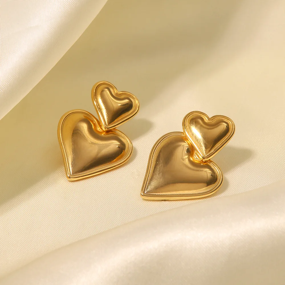 

Ins Internet Celebrity Trendy Jewelry 18K Gold Plated Love Pendant Minimalist Design Temperament Fashion Earrings