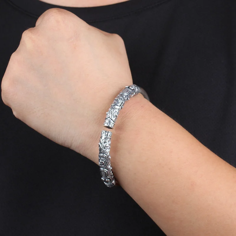 Новый женский браслет мужской властный Регулируемый Серебряный в стиле ретро |