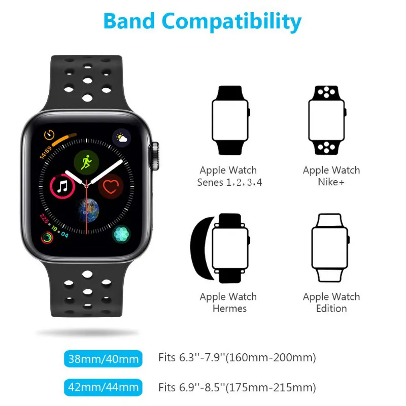 Silicone Strap For Apple watch 49mm 45mm 44mm 42mm 41mm 40mm Sports soft breathable bracelet For iWatch Series UItra 8 7 6 se 5