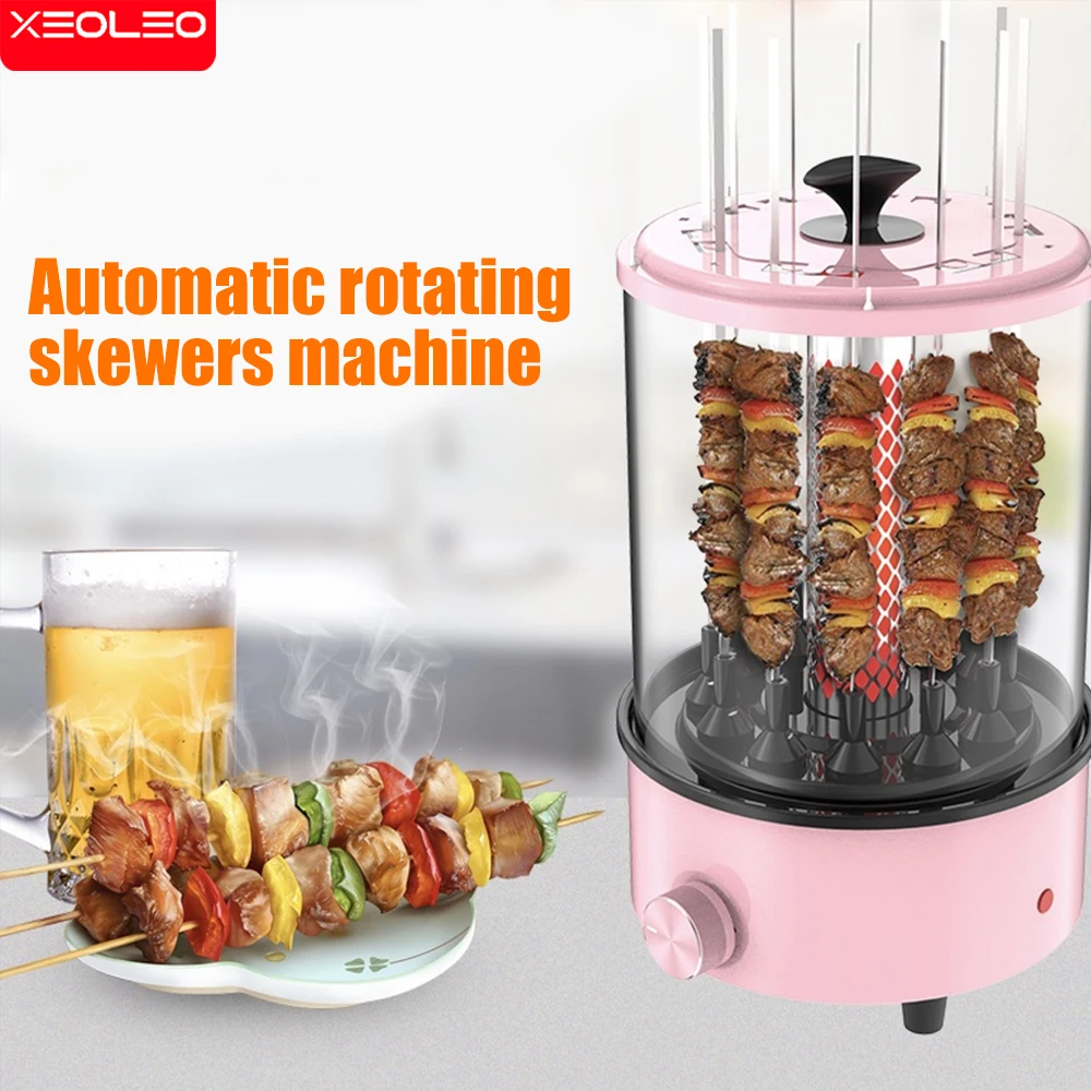 

XEOLEO Mini Electric BBQ Kebab Grill Machine Automatic Rotating Barbecue Smokeless Oven Rotisserie DIY Roast lamb skewers 1100W