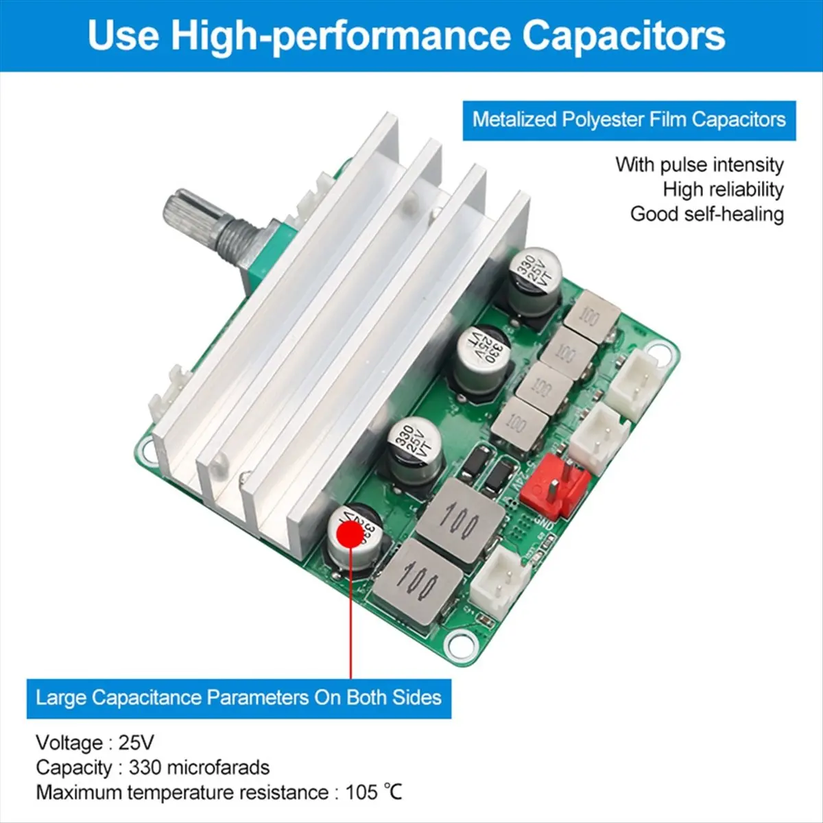 Фото Цифровая аудиоусилительная плата (DT93) 2.1-канальная 2X50W и 100W, 12V-24V, модуль усилителя для домашнего кинотеатра DIY с регулировкой басов и высоких частот №2