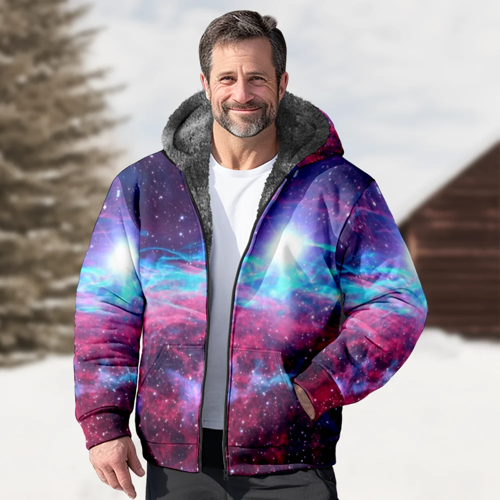 Мужские зимние куртки пальто хлопковая одежда со звездным небом стильное