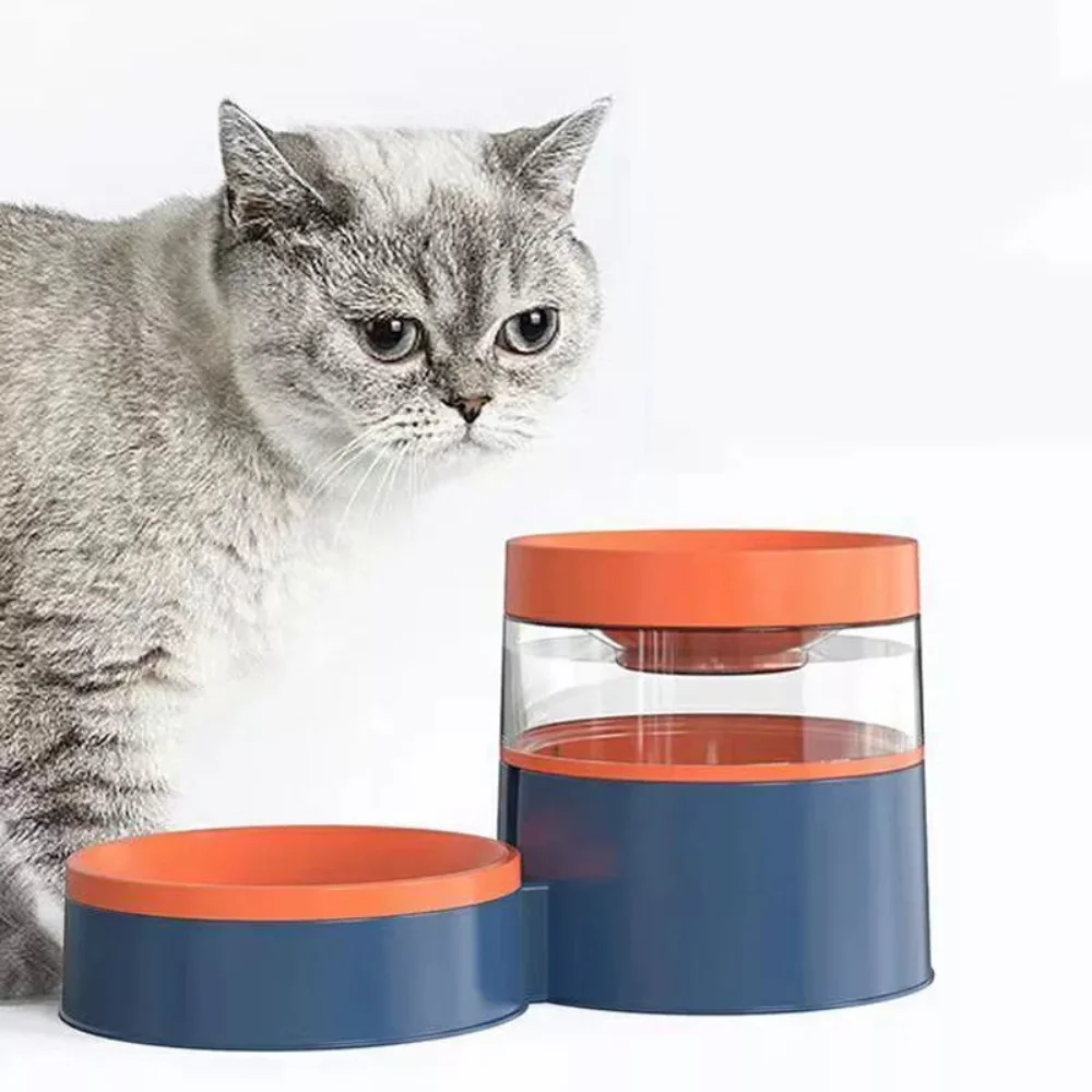 1L Water Multifunctional Automatic Pet Supplies Double Feeder Bowl Set Elevated Pets Cat Drink Water Bowl Storage Pet Food Water