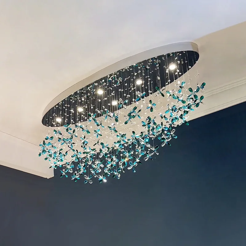 

Crystal Ceiling Lamp Post Modern Light Luxury Living Room Designer Creative Art Atmosphere Villa Hotel Lighting