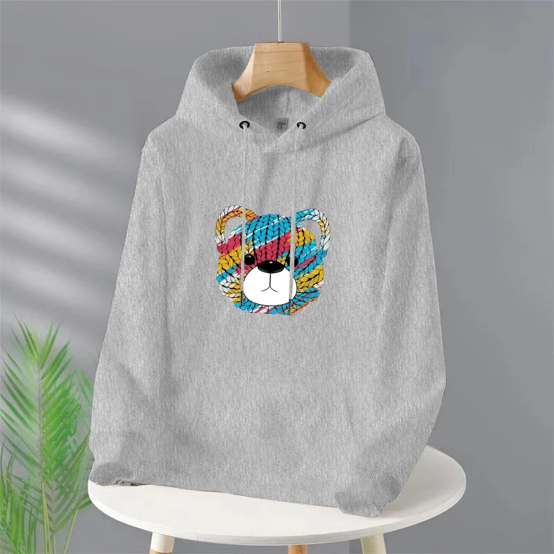 

Coloured bear head Creativity Hoody Women Fashion Harajuku Streetwear Casual Soft Hoodies Oversize Loose Fleece Hoody Womens