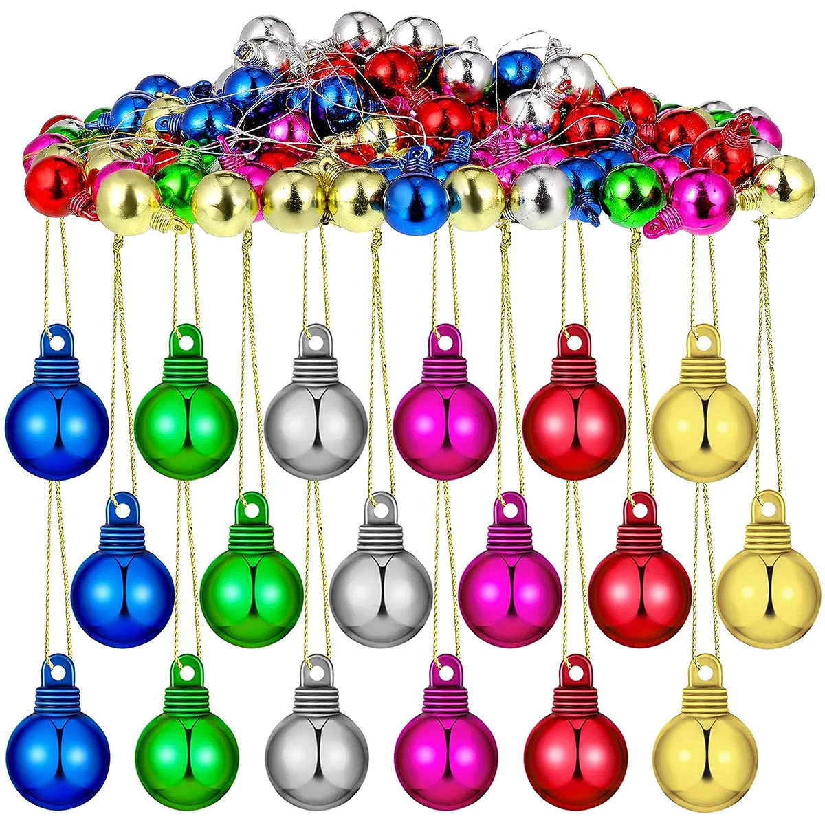 

144Pcs Small Colorful Balls DIY Christmas Ball Holiday Hanging Decoration Xmas Kids Favor Pendants Tree Craft Gift Home Supplies