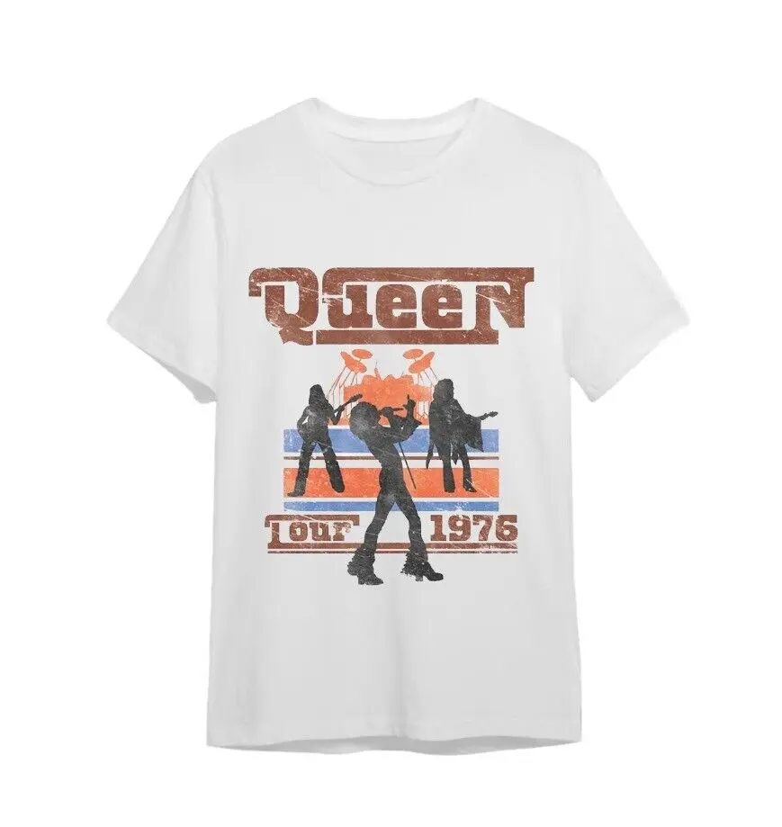 Винтажная футболка в стиле ретро с силуэтами и надписью Queen Band 1976 подарок для