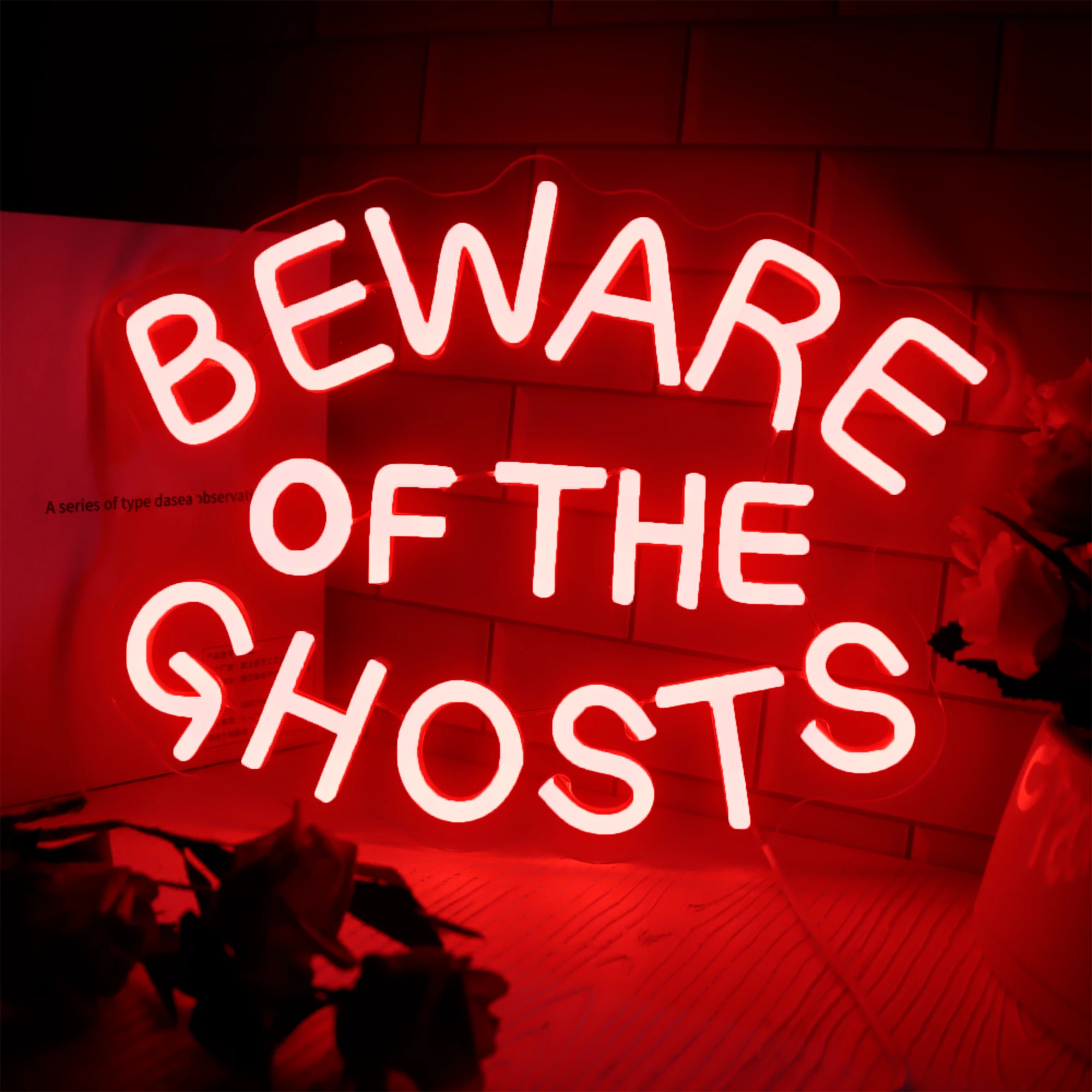 

Beware of the ghosts Neon Sign Halloween Decorations Funky Party Neon Sign Halloween LED Light Halloween Spooky Wall Decoration
