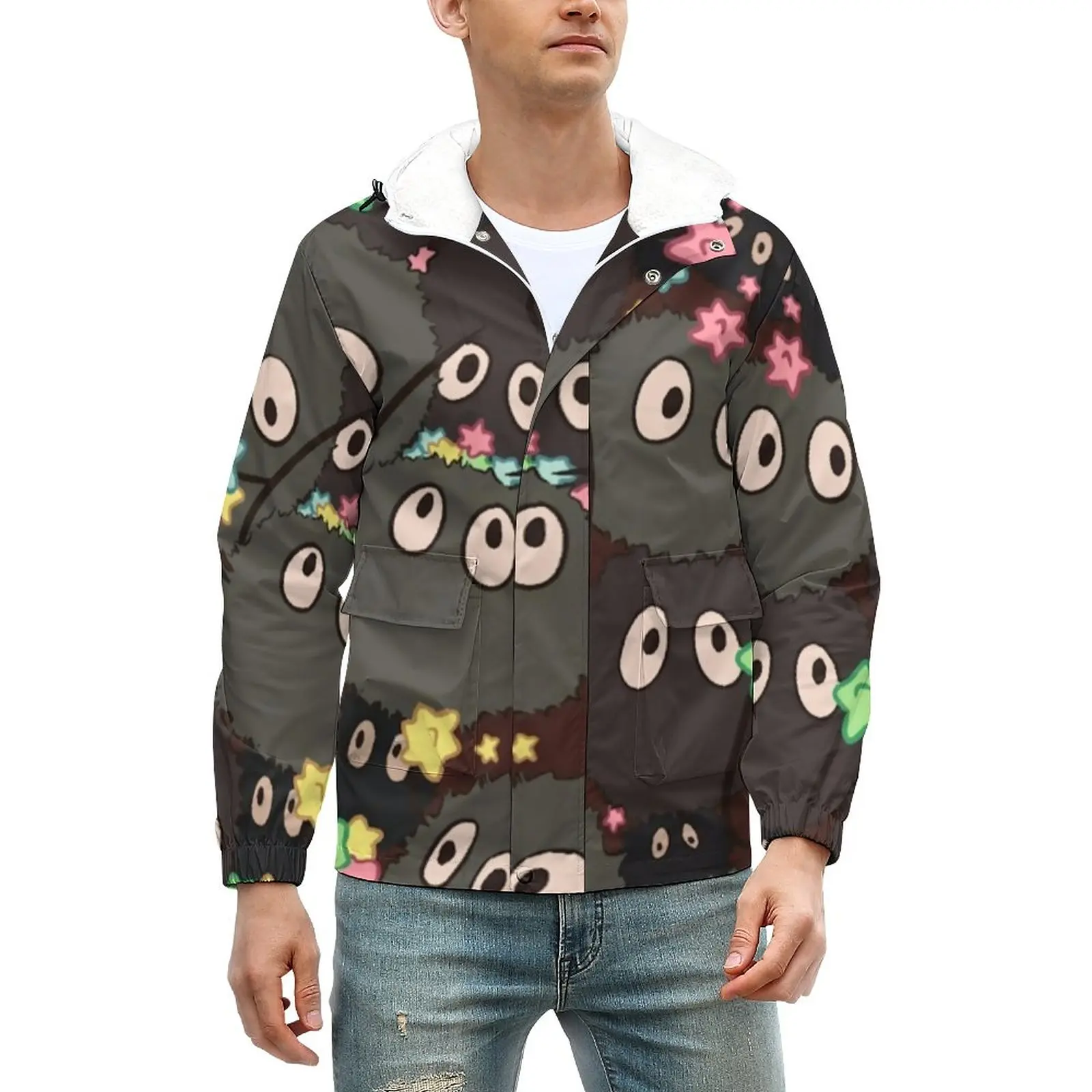 

Куртка мужская зимняя непродуваемая, с принтом, в стиле ретро