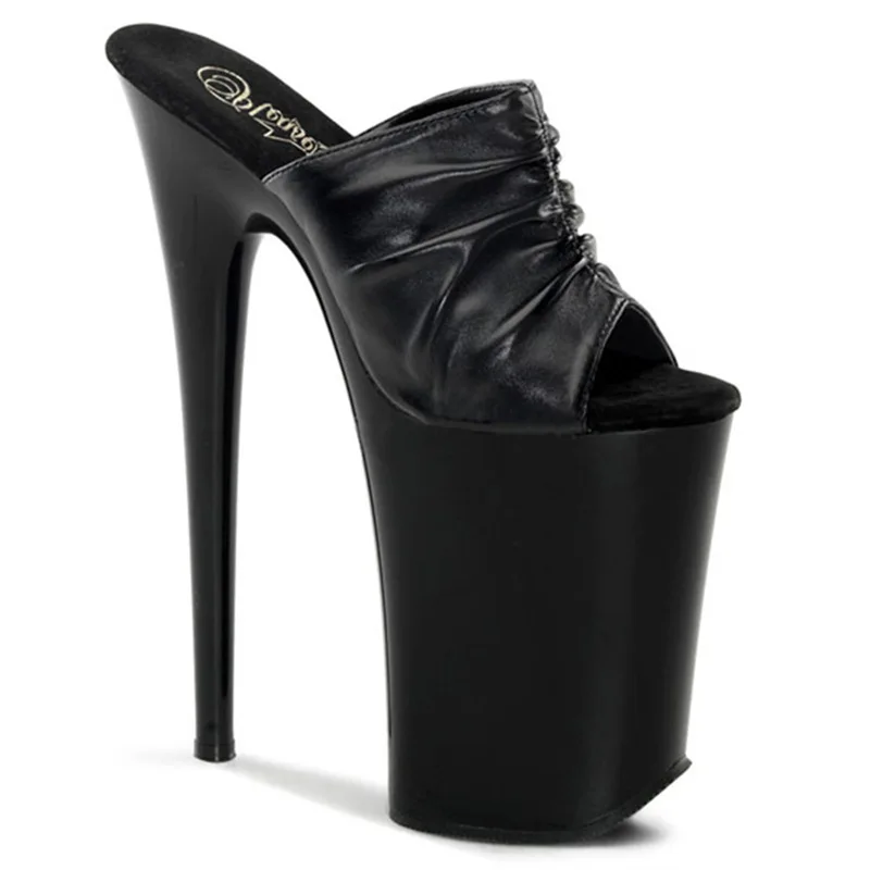 

Sexy matte black vamp, 23 cm high heel slippers, 9 inches sexy banquet club slippers