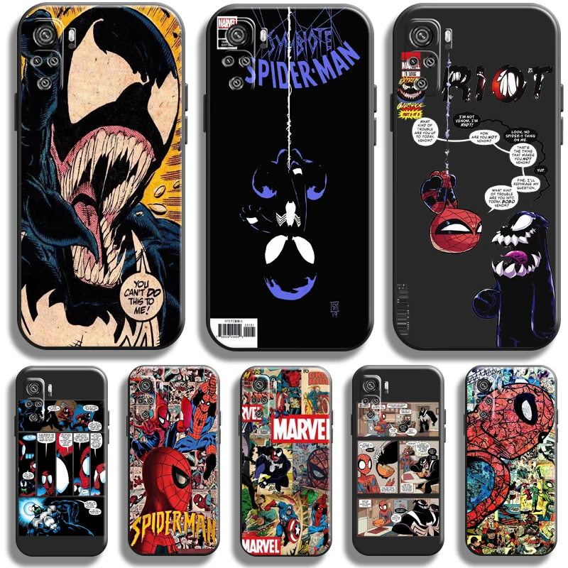 

Comics Spiderman Venom For Xiaomi Redmi Note 11 11T 11S 10 10T 10S Pro 5G Phone Case Funda Black Silicone Cover Carcasa